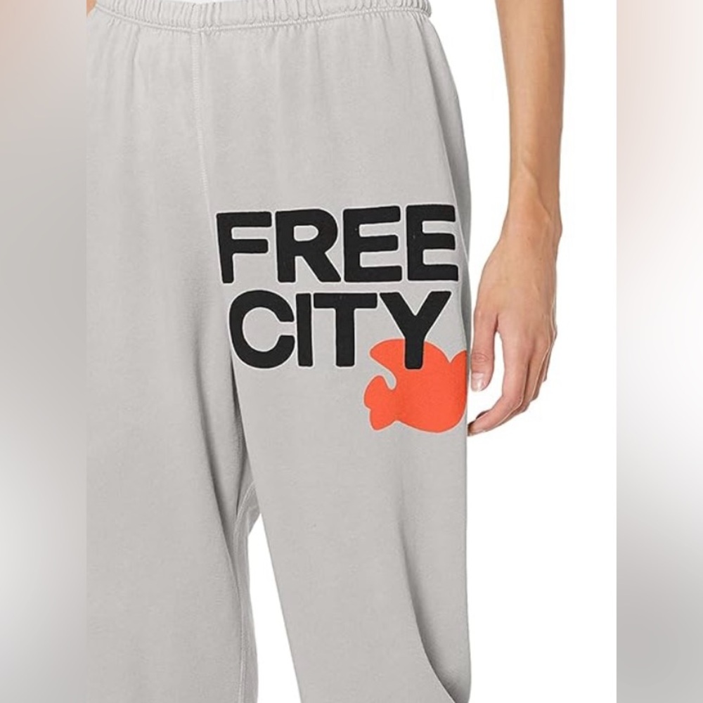 Freecity Gray and Orange Sweatpants Relaxed Fit